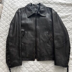 Genuine Leather Heavyweight Biker Jacket (Men’s S-M)